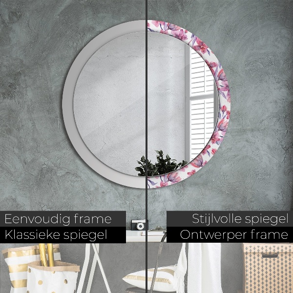 Round mirror frame with print Watercolor flowers
