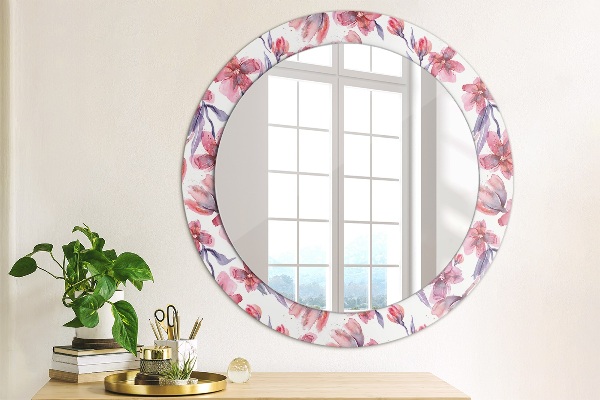 Round mirror frame with print Watercolor flowers