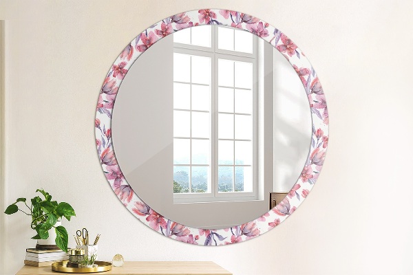 Round mirror frame with print Watercolor flowers