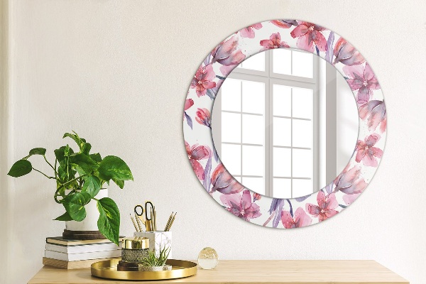 Round mirror frame with print Watercolor flowers