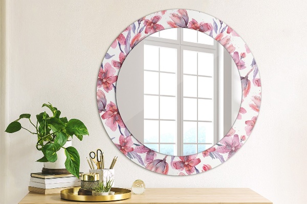 Round mirror frame with print Watercolor flowers