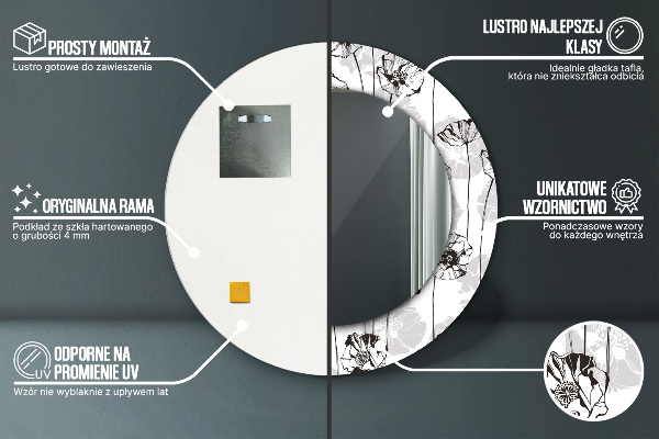 Round wall mirror decor Maki flowers