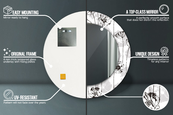 Round wall mirror decor Maki flowers