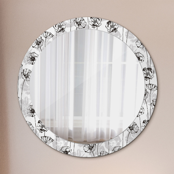 Round wall mirror decor Maki flowers