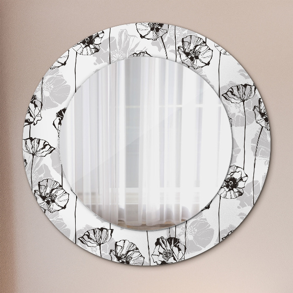 Round wall mirror decor Maki flowers
