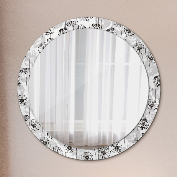 Round wall mirror decor Maki flowers