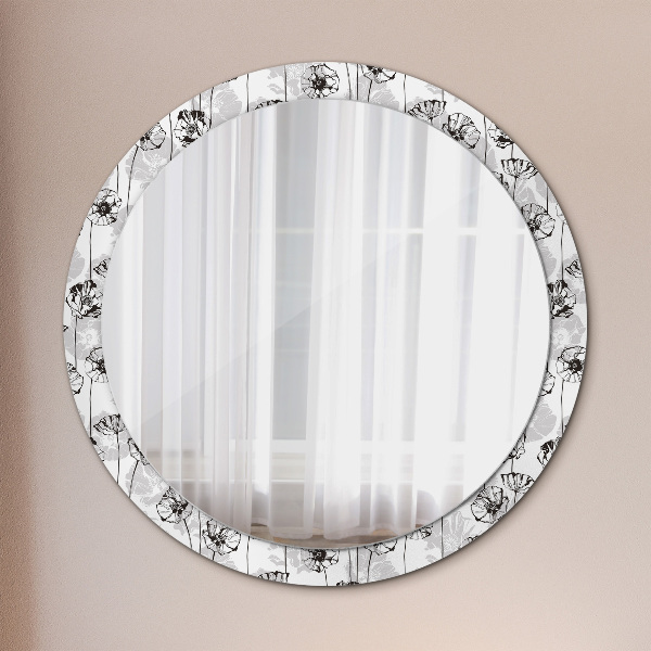 Round wall mirror decor Maki flowers