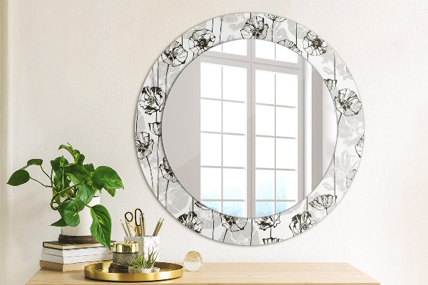 Round wall mirror decor Maki flowers