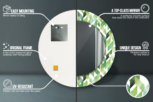 Round wall mirror decor Herringbone