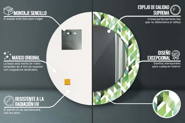 Round wall mirror decor Herringbone