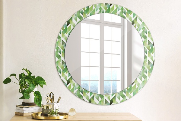 Round wall mirror decor Herringbone