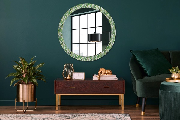 Round wall mirror decor Herringbone
