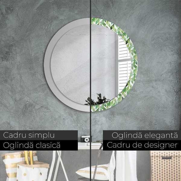 Round wall mirror decor Herringbone