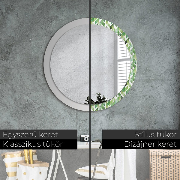 Round wall mirror decor Herringbone