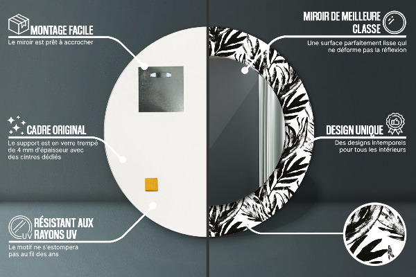 Round mirror frame with print Monster