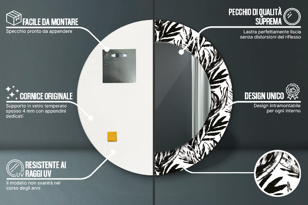 Round mirror frame with print Monster