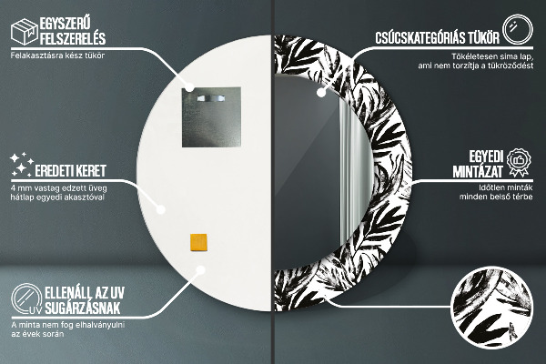 Round mirror frame with print Monster