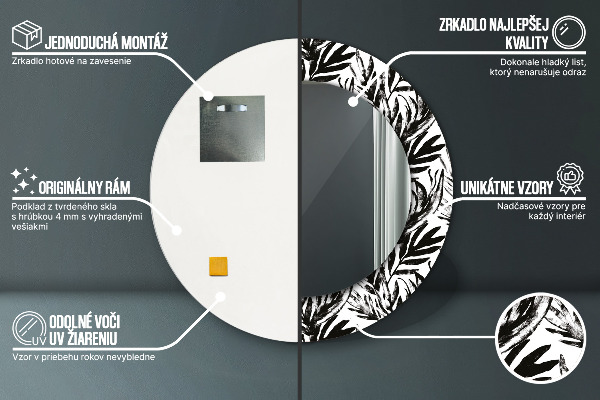 Round mirror frame with print Monster