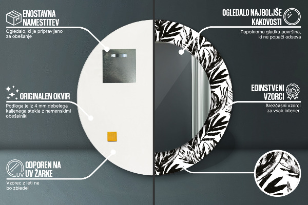 Round mirror frame with print Monster