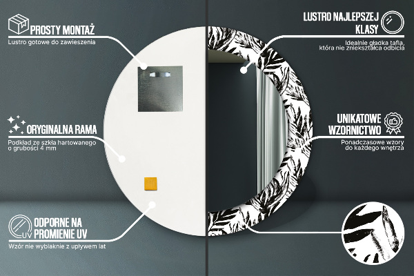 Round mirror frame with print Monster