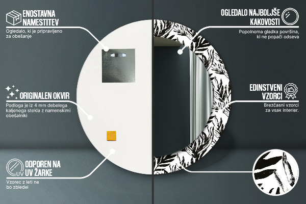 Round mirror frame with print Monster