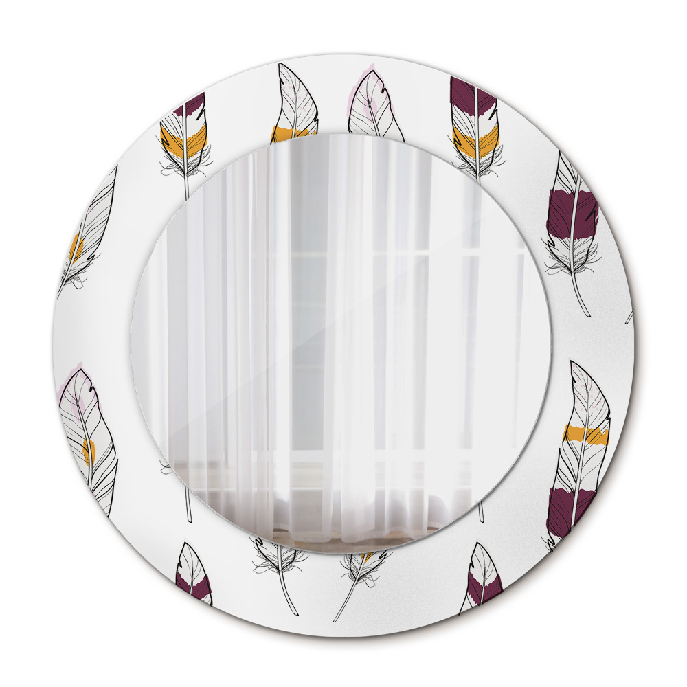 Round wall mirror design Feathers