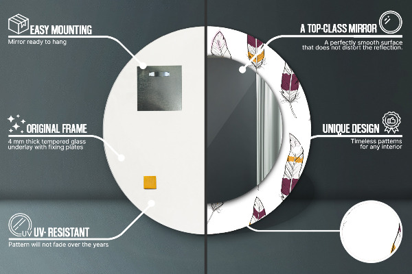 Round wall mirror design Feathers