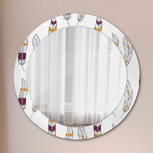 Round wall mirror design Feathers