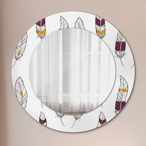 Round wall mirror design Feathers