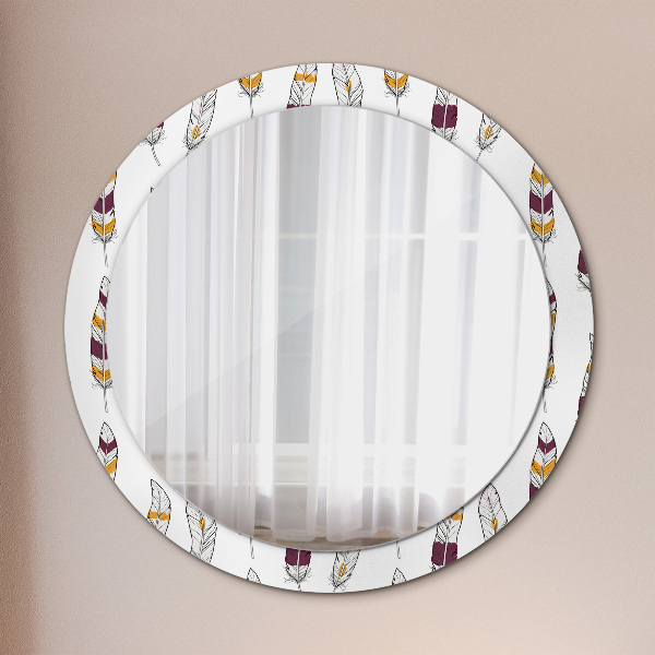 Round wall mirror design Feathers