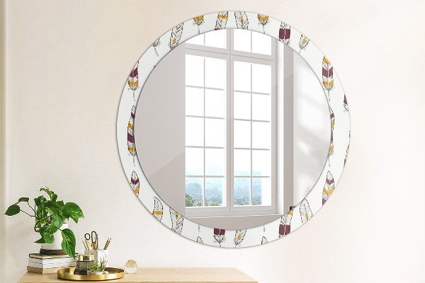 Round wall mirror design Feathers