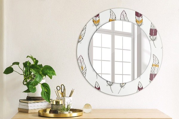 Round wall mirror design Feathers