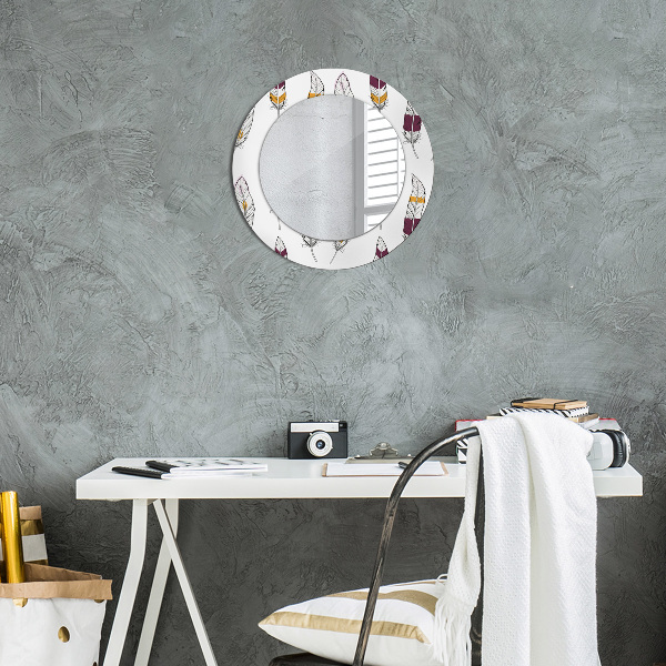 Round wall mirror design Feathers