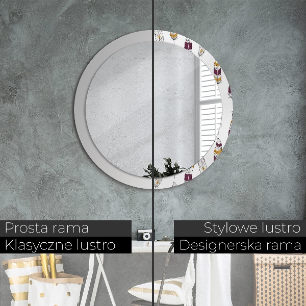Round wall mirror design Feathers