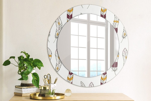 Round wall mirror design Feathers