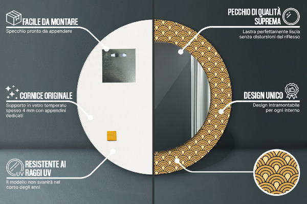 Round wall mirror design Deco vintage