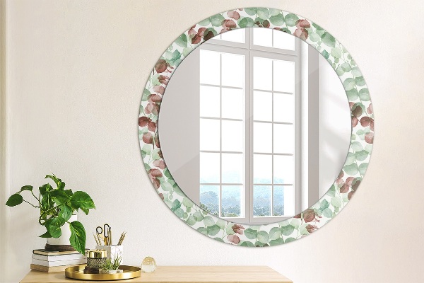 Round mirror frame with print Eucalyptus