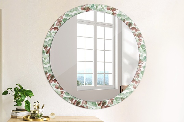 Round mirror frame with print Eucalyptus