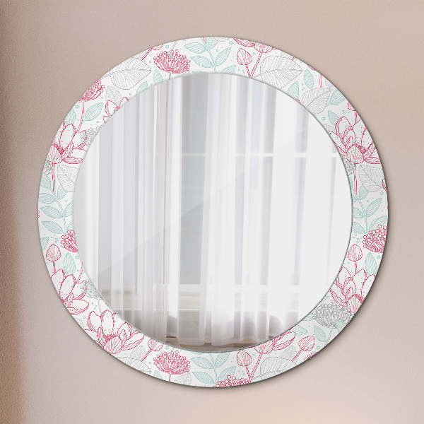 Round wall mirror decor Flowers