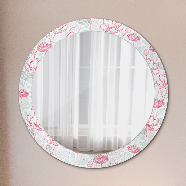 Round wall mirror decor Flowers