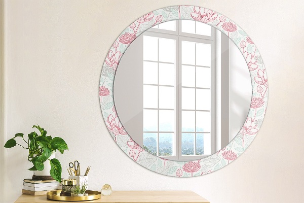 Round wall mirror decor Flowers
