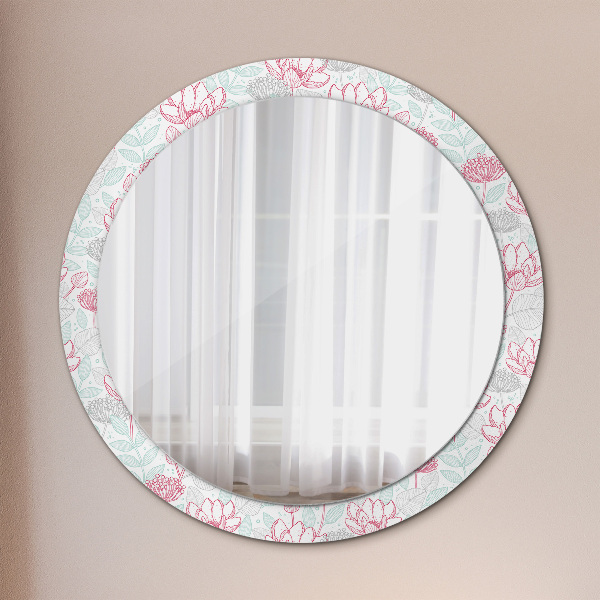 Round wall mirror decor Flowers