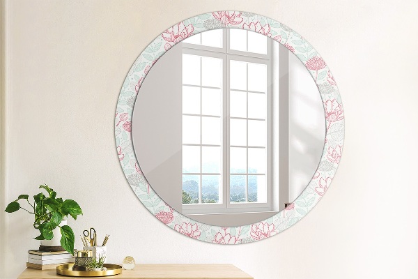 Round wall mirror decor Flowers