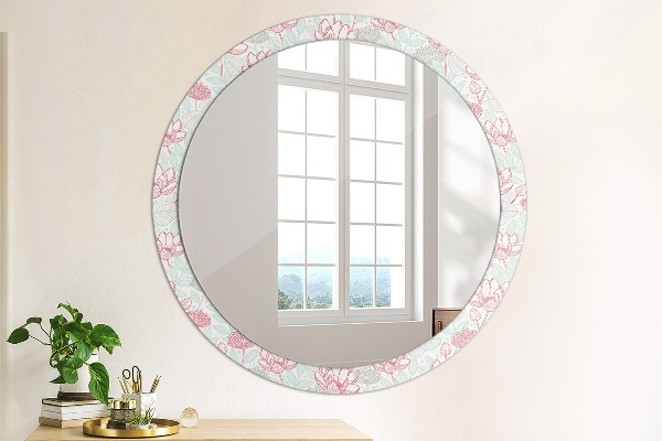 Round wall mirror decor Flowers