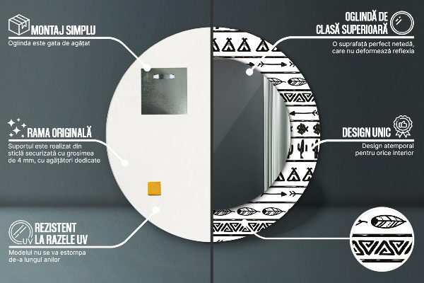 Round wall mirror decor Boho minimalist