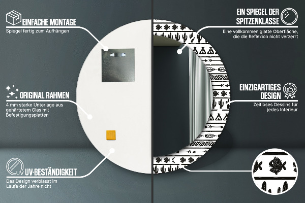 Round wall mirror decor Boho minimalist