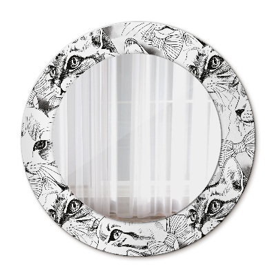 Round printed mirror Pets cats