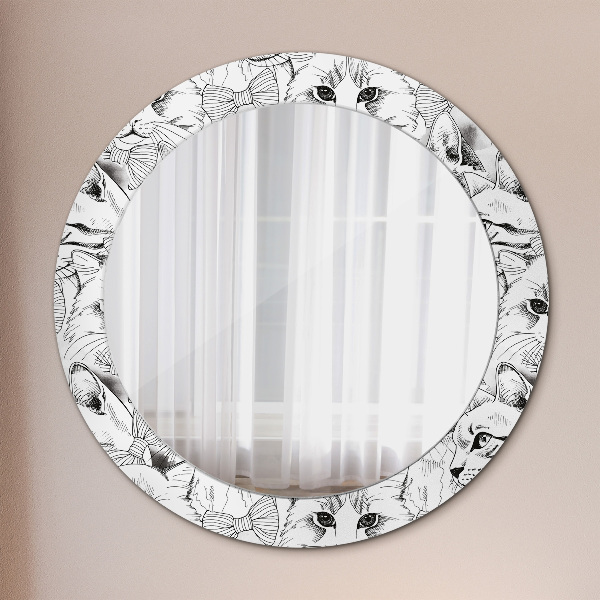 Round printed mirror Pets cats