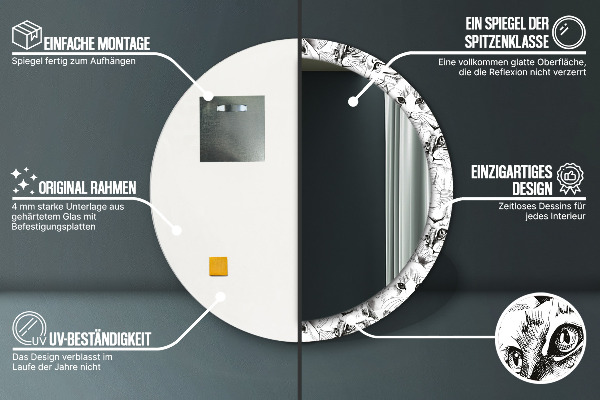 Round printed mirror Pets cats