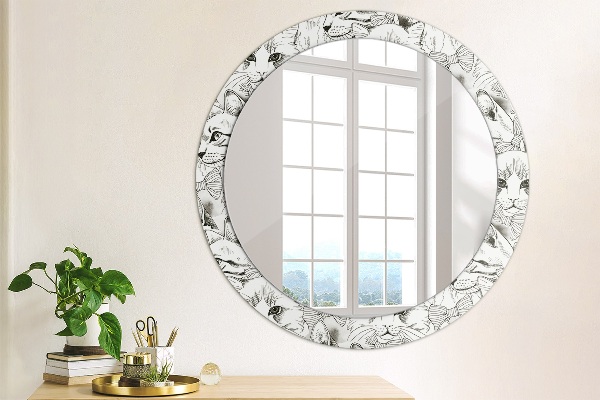 Round printed mirror Pets cats